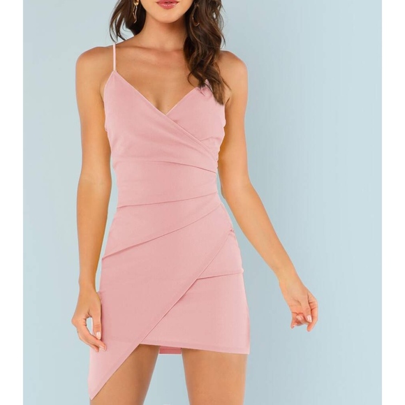 MBM Unlimited Dresses & Skirts - Pastel Pink Sleeveless Wrap Asymmetrical Dress
